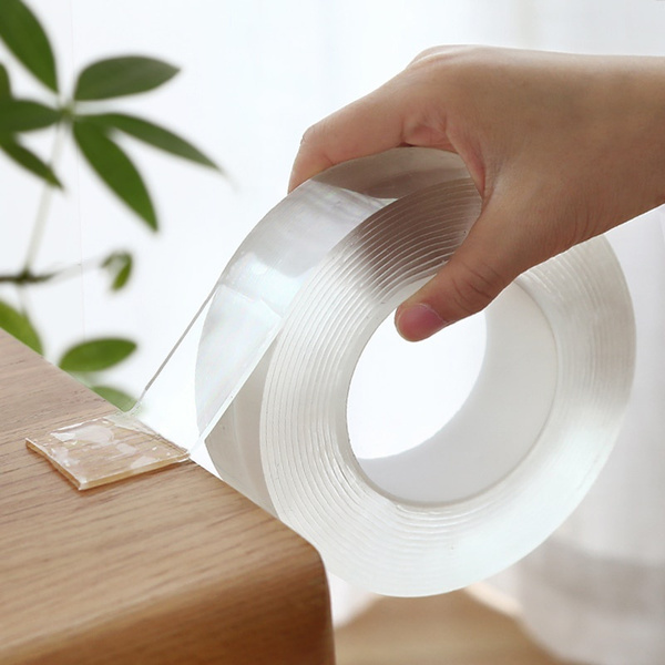 투명 벨크로 나노 테이프 빨 수있는 재사용 할 수있는 양면 접착 접착제 가구를위한 보편적 인 걸이 테이프